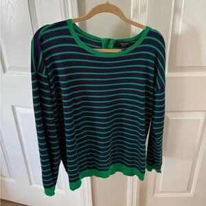 Spense Women's Striped Sweater in Green and Navy